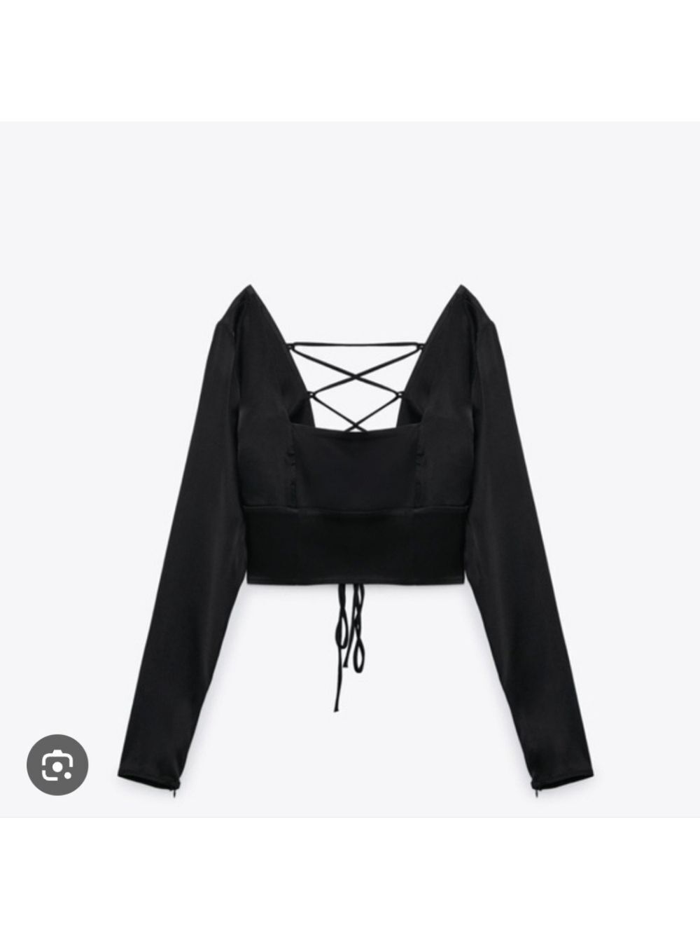 ZARA | Satin Blouse Top Adjustable Back Cropped Sz XS